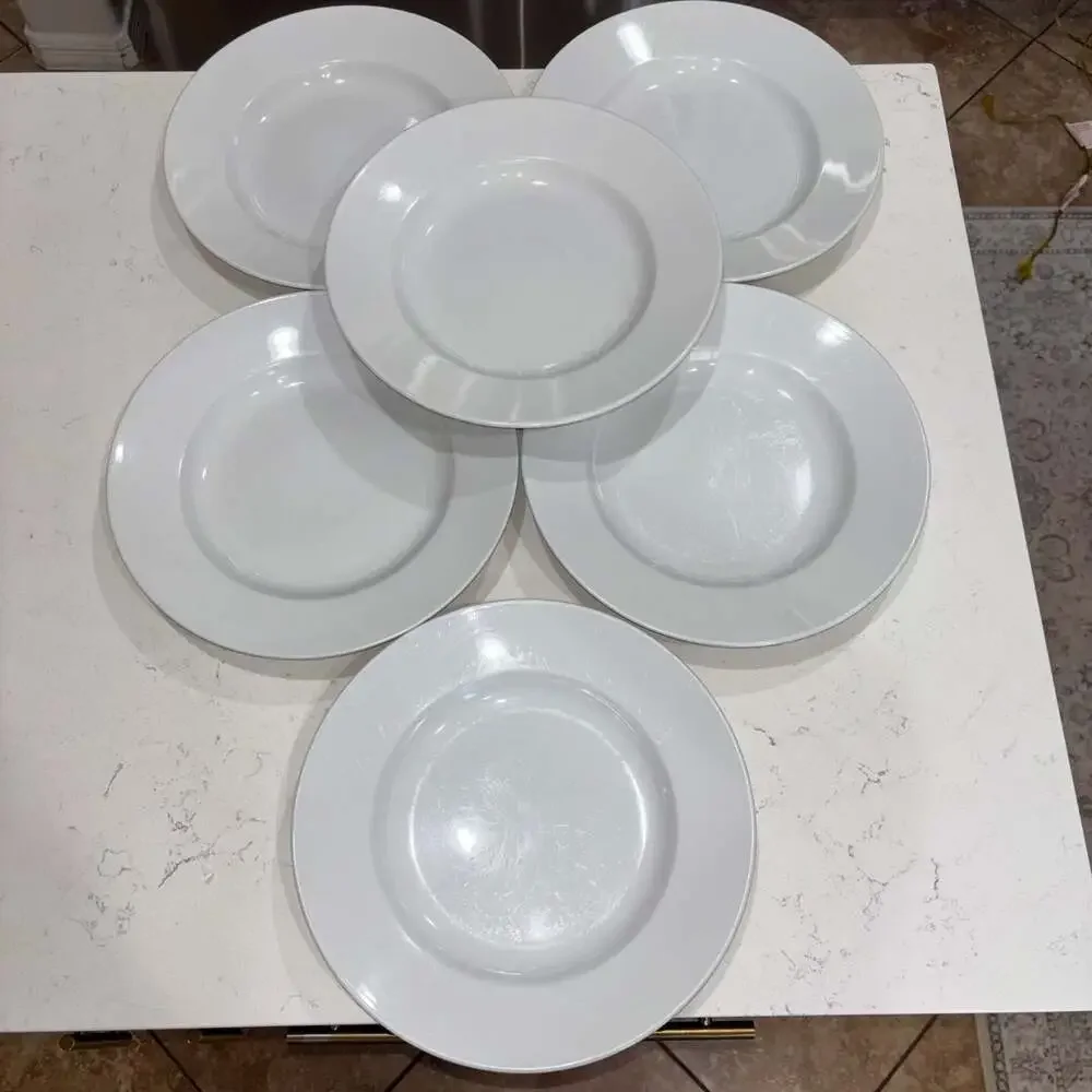 Pottery Barn Great White Rimmed Deep Well Dinner/Pasta Plates Set of 6 (10.75”)